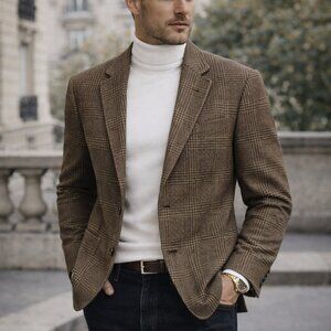 NWOT Banana Republic Tailored Fit Brown Glen Plaid Jacket Blazer